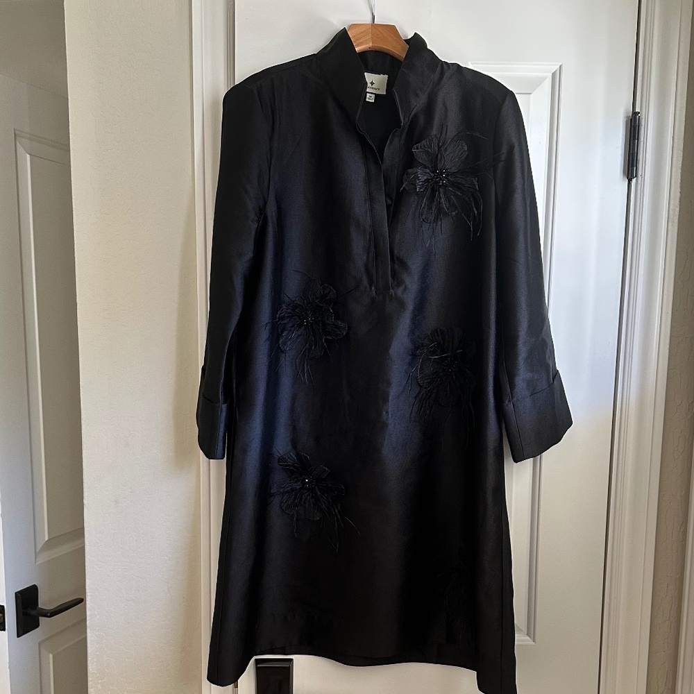 TUCKERNUCK Black Embellished Dupioni Megan Dress Medium